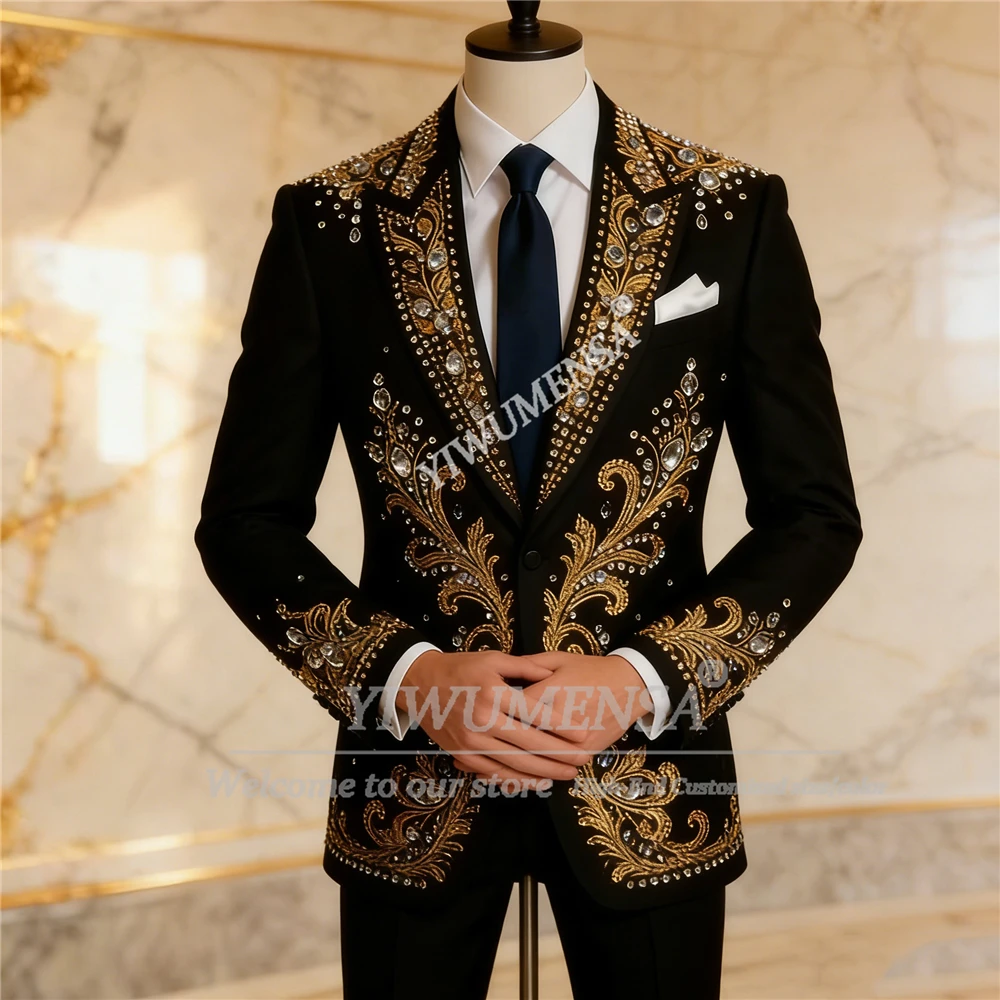 Extravagant Beaded Crystals Suits Men Slim Fit 2 Piece Groom Wedding Tuxedos Customized Man Banquet Prom Blazers Terno Masculino
Extravagant Beaded Crystals Suits Men Slim Fit 2 Piece Groom Wedding Tuxedos Customized Man Banquet Prom Blazers Terno Masculino