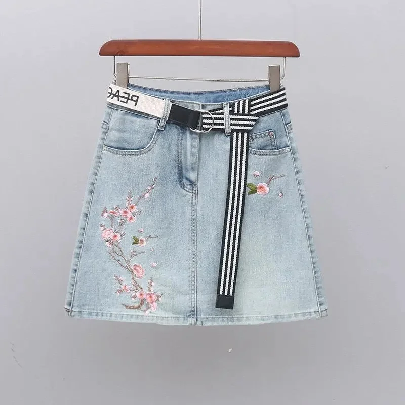 New Spring Summer Korean Fashion Retro Flower Embroidery Denim Skirt Female short High Waist Slim A Word Hip Jeans Skirt Woman
New Spring Summer Korean Fashion Retro Flower Embroidery Denim Skirt Female short High Waist Slim A Word Hip Jeans Skirt Woman