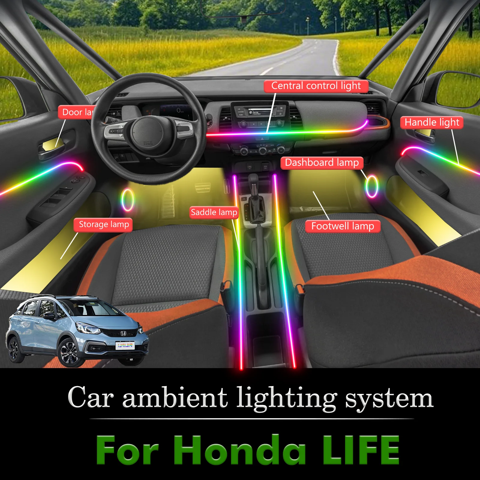 Для Honda LIFE умный пульт дистанционного управления RGB 64 цвета светодиодный салон автомобиля окружающее освещение энергосберегающий эффективный комплект ламп
Для Honda LIFE умный пульт дистанционного управления RGB 64 цвета светодиодный салон автомобиля окружающее освещение энергосберегающий эффективный комплект ламп