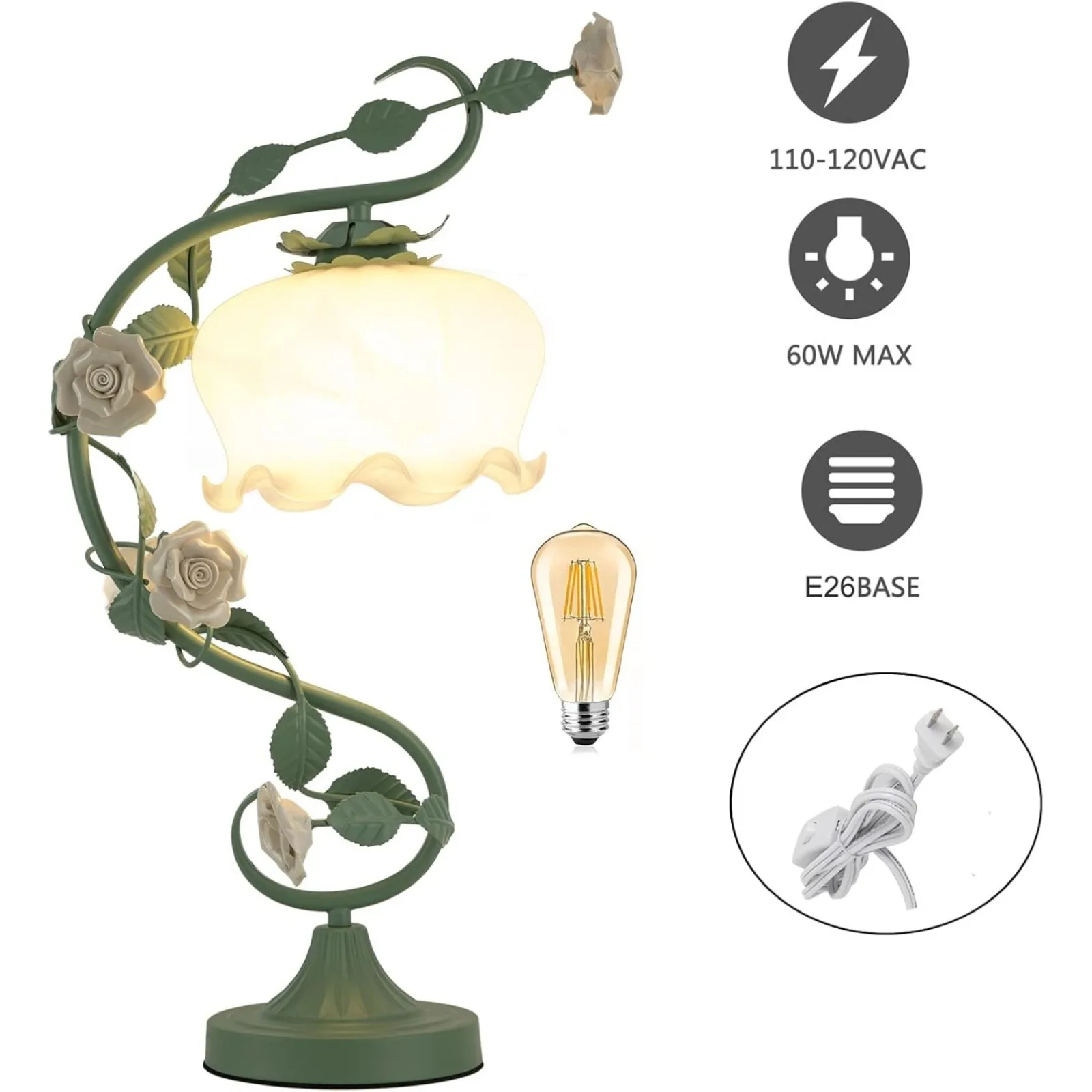 Modern Flower Glass Table Lamp, 20 Inch Tall Bedside Desk Lamp with Bent Glass Lampshade for Bedroom Living Room Office
Modern Flower Glass Table Lamp, 20 Inch Tall Bedside Desk Lamp with Bent Glass Lampshade for Bedroom Living Room Office