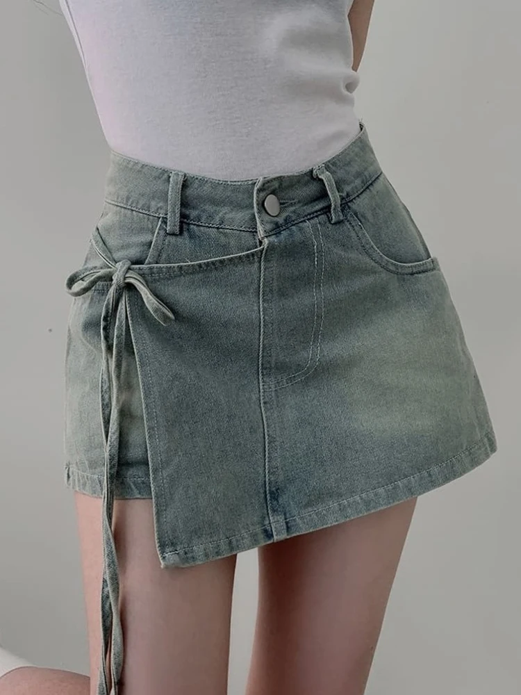 Korean Sle High Waist A-Line Denim orts Women Summer Spicy Girl Pants Asymmetrical Tie Waist Skirt Pants ort orts
Korean Sle High Waist A-Line Denim orts Women Summer Spicy Girl Pants Asymmetrical Tie Waist Skirt Pants ort orts