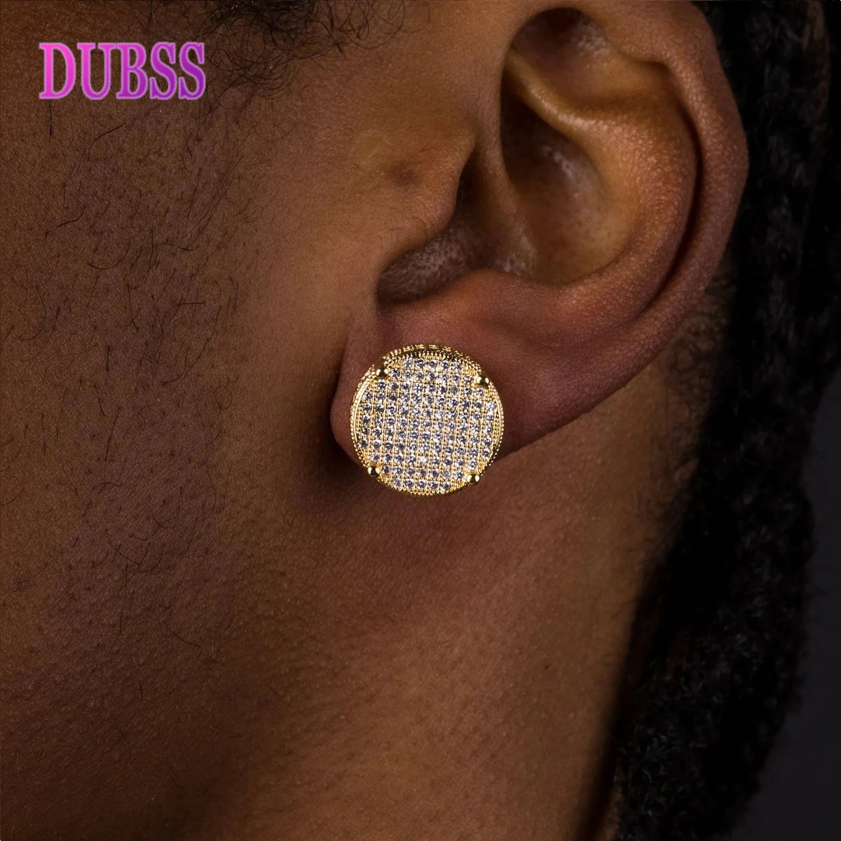 Dubss 14MM Gold Color Big Round Stud Earring AAAA Cubic Zircon Screw Back Men's Earrings Fashion Hip Hop Jewelry
Dubss 14MM Gold Color Big Round Stud Earring AAAA Cubic Zircon Screw Back Men's Earrings Fashion Hip Hop Jewelry
