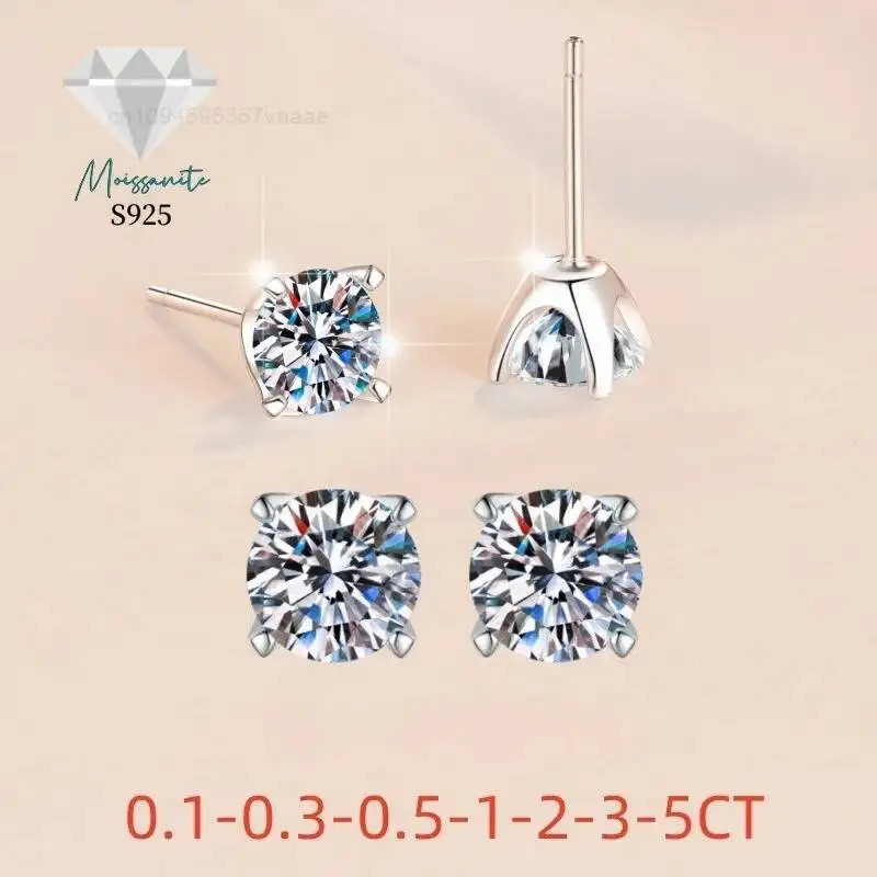 LOYE 925 Sterling Silver Moissanite Earrings Wholesale 0.1 CT/0.3 CT/0.5 CT/1 CT/2 CT/3 CT/5 CT Four Claw Single Stone Earrings
LOYE 925 Sterling Silver Moissanite Earrings Wholesale 0.1 CT/0.3 CT/0.5 CT/1 CT/2 CT/3 CT/5 CT Four Claw Single Stone Earrings