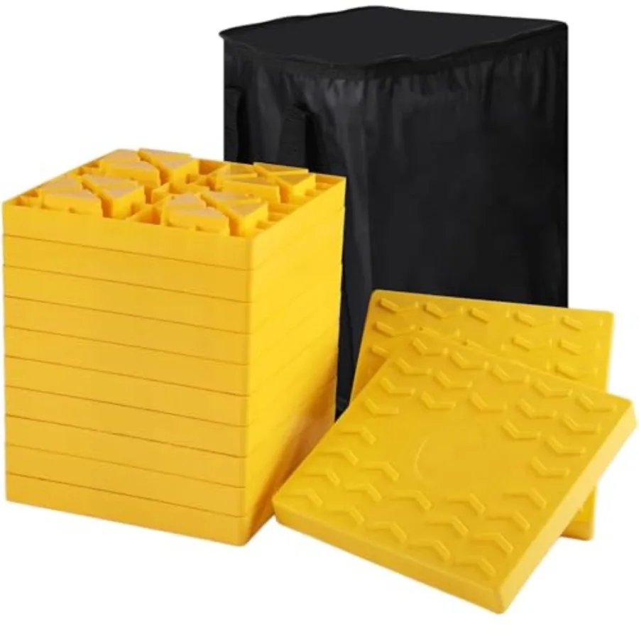 RV Camper Leveling Blocks 12-Pack, Heavy-Duty Interlocking Anti-Slip Stabilizer Blocks with Carry Bag for Car SUV RV Trailer Mo
RV Camper Leveling Blocks 12-Pack, Heavy-Duty Interlocking Anti-Slip Stabilizer Blocks with Carry Bag for Car SUV RV Trailer Mo