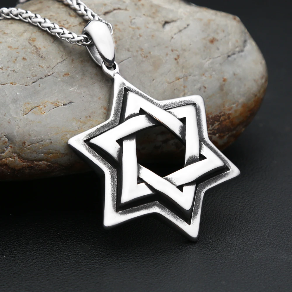 Vintage Fashion Star Of David Pendant Men's 316L Stainless Steel Punk Hip Hop Six Pointed Star Necklaces Biker Jewelry Wholesale
Vintage Fashion Star Of David Pendant Men's 316L Stainless Steel Punk Hip Hop Six Pointed Star Necklaces Biker Jewelry Wholesale