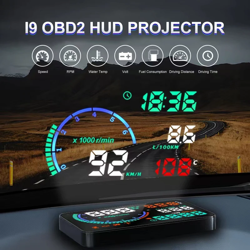 i9 HUD OBD2 Head-up Display Windshield Projector Car Gadgets Digital Speedometer RPM Water/Fuel Voltage Meter Car Electronics
i9 HUD OBD2 Head-up Display Windshield Projector Car Gadgets Digital Speedometer RPM Water/Fuel Voltage Meter Car Electronics