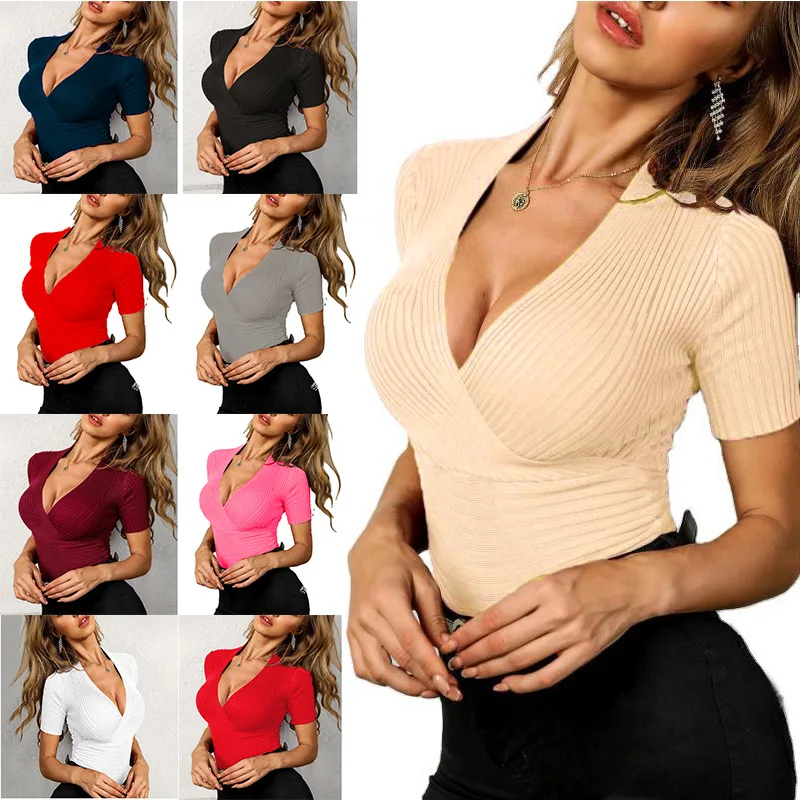 8 Color Short-sleeved T-shirt Women 2022 Spring And Summer V-neck Sexy Slim Knitted Solid Color Short-sleeved T-shirt Top Women
8 Color Short-sleeved T-shirt Women 2022 Spring And Summer V-neck Sexy Slim Knitted Solid Color Short-sleeved T-shirt Top Women