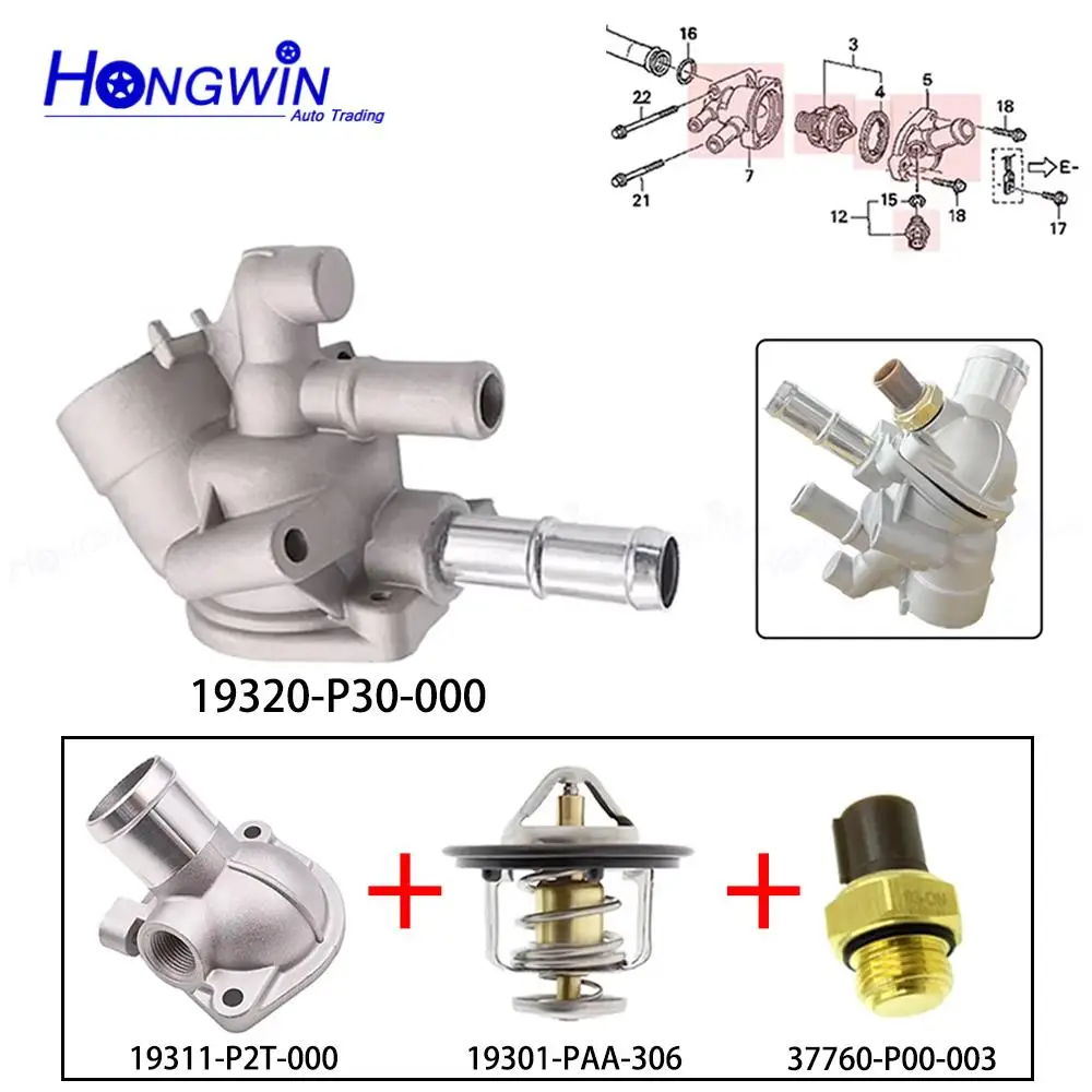 Coolant Thermostat Housing 19320-P30-000 19311-P2T-000 37760-P00-003 19301-PAA-306 For Honda CR-X Civic del Sol Acura Integra
Coolant Thermostat Housing 19320-P30-000 19311-P2T-000 37760-P00-003 19301-PAA-306 For Honda CR-X Civic del Sol Acura Integra