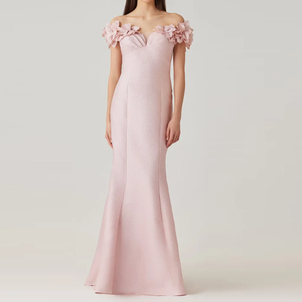 Customized Pink Guest Wedding Party Dresses Off The Shoulder Handmade Flowers Mermaid Mother of The Bride Dress
Customized Pink Guest Wedding Party Dresses Off The Shoulder Handmade Flowers Mermaid Mother of The Bride Dress