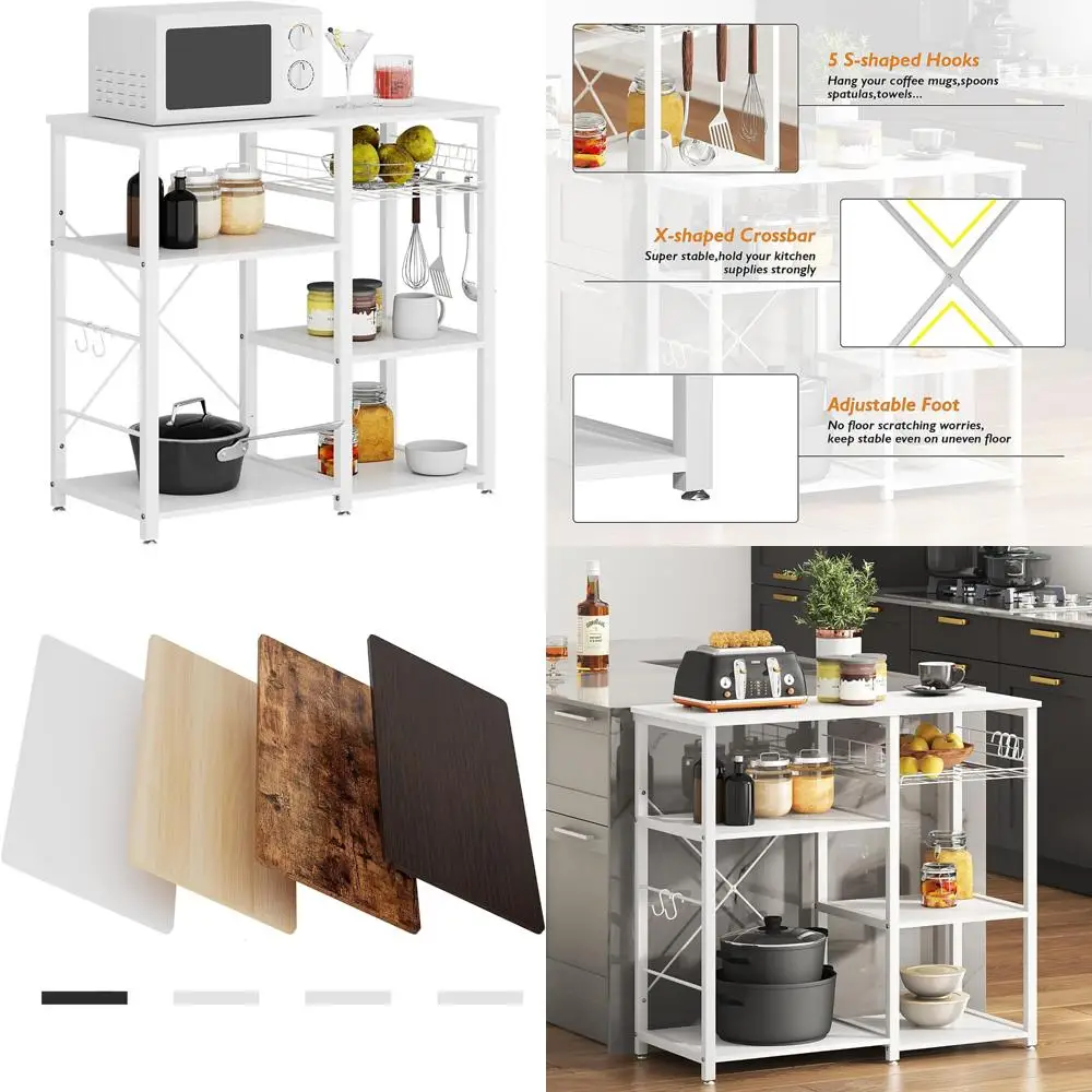 3-Tier Kitchen Baker's Rack - Microwave Oven Stand Storage Cart Workstation Shelf, White, Utility Organizer
3-Tier Kitchen Baker's Rack - Microwave Oven Stand Storage Cart Workstation Shelf, White, Utility Organizer