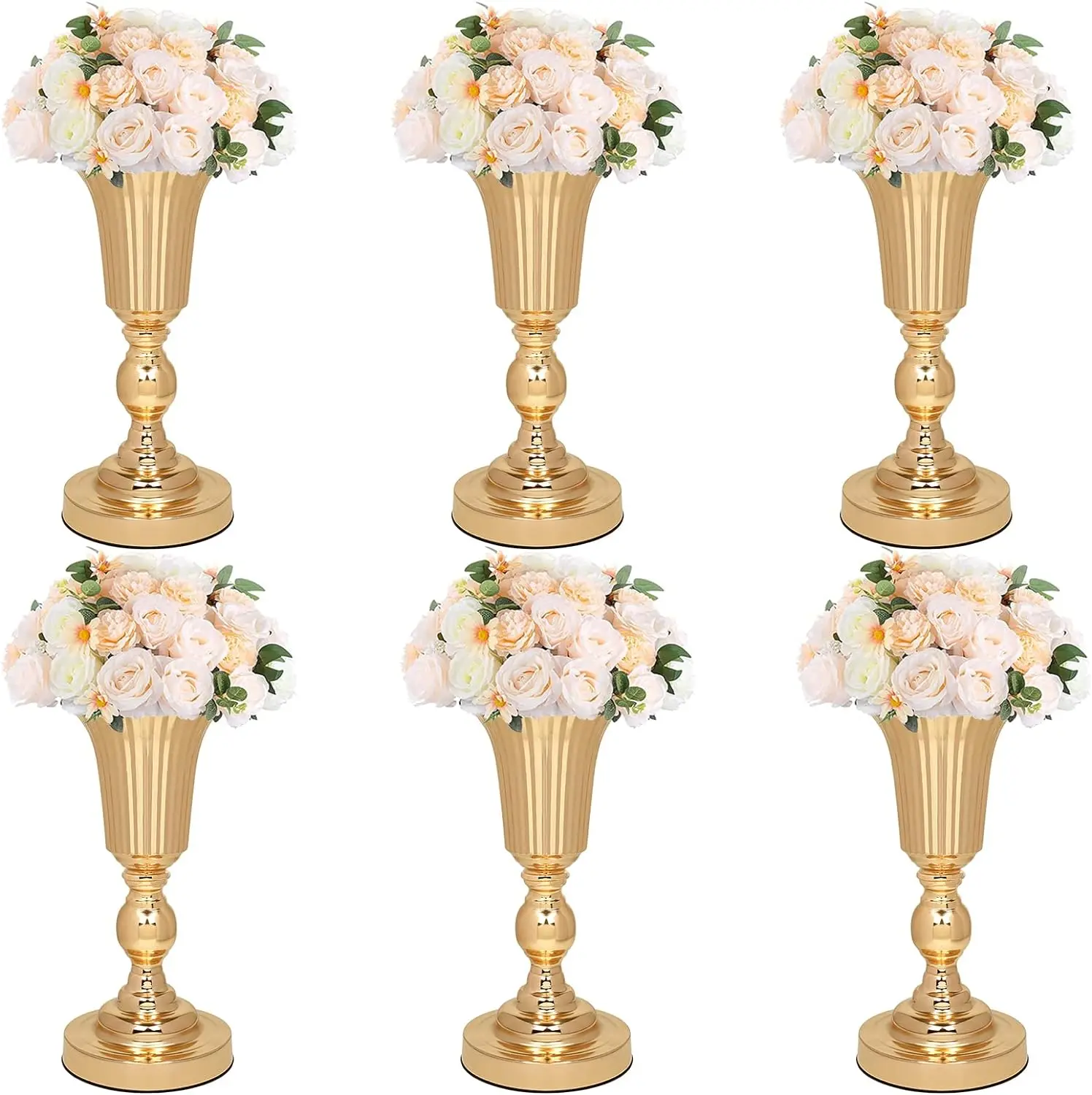 Wedding Centerpiece Table Decorations, 6 Pcs Set Metal Gold Vase Flower Stand, 13.2in Trumpet Tall Artificial Flower Vase
Wedding Centerpiece Table Decorations, 6 Pcs Set Metal Gold Vase Flower Stand, 13.2in Trumpet Tall Artificial Flower Vase