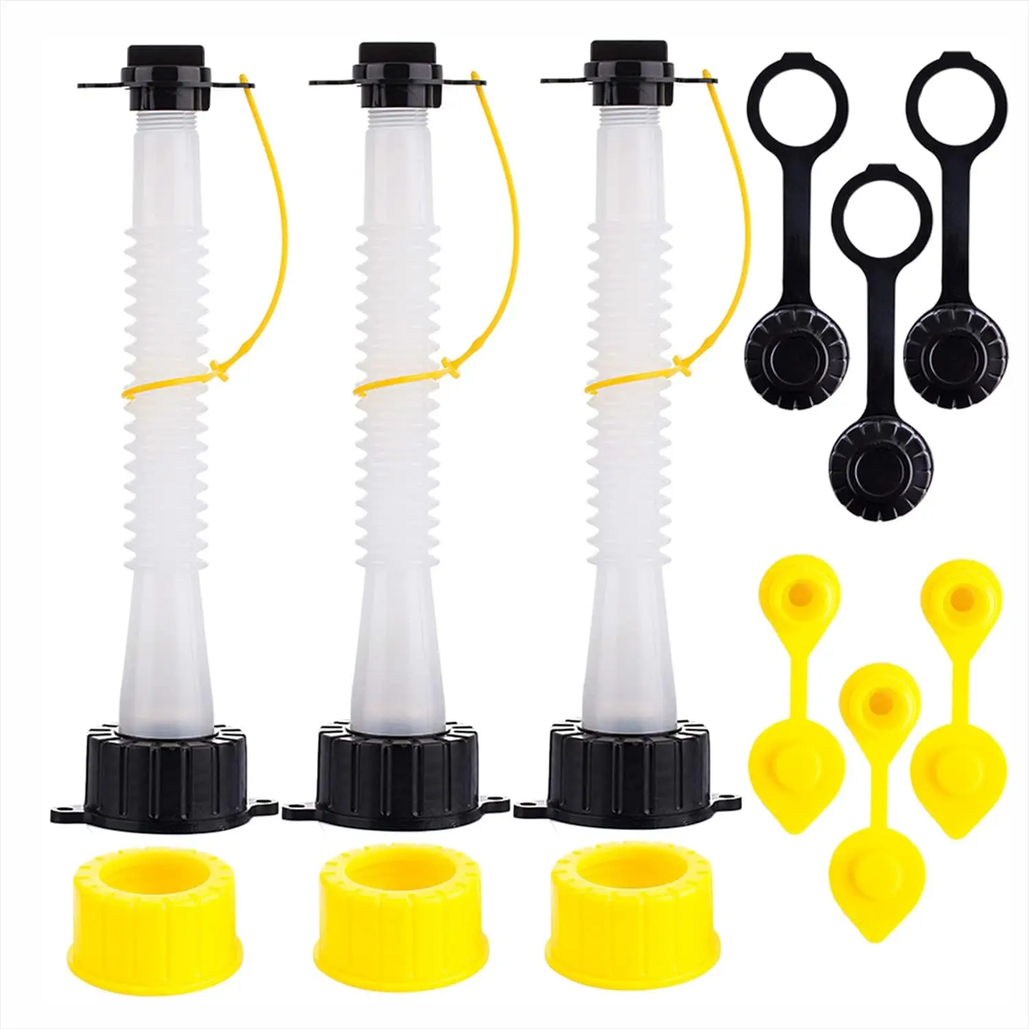 Flexible Pour Nozzle Kit for Gas Cans, 3-Pack with Vent Cap & Gasket, No-Spill Design
Flexible Pour Nozzle Kit for Gas Cans, 3-Pack with Vent Cap & Gasket, No-Spill Design