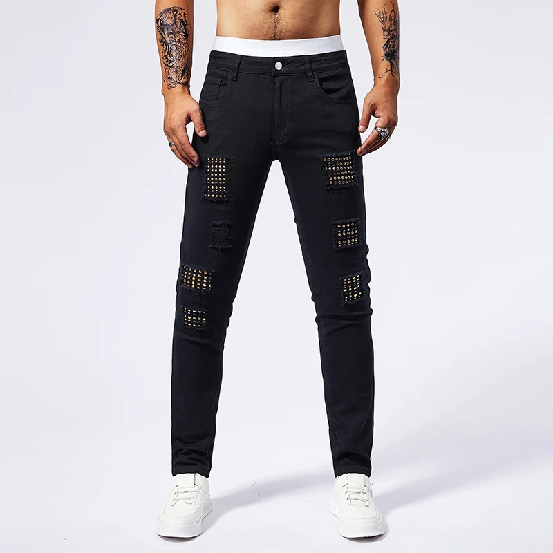 The new European and American style high street jeans in the waist hole temperament jeans to lift the buttocks small black pants
The new European and American style high street jeans in the waist hole temperament jeans to lift the buttocks small black pants