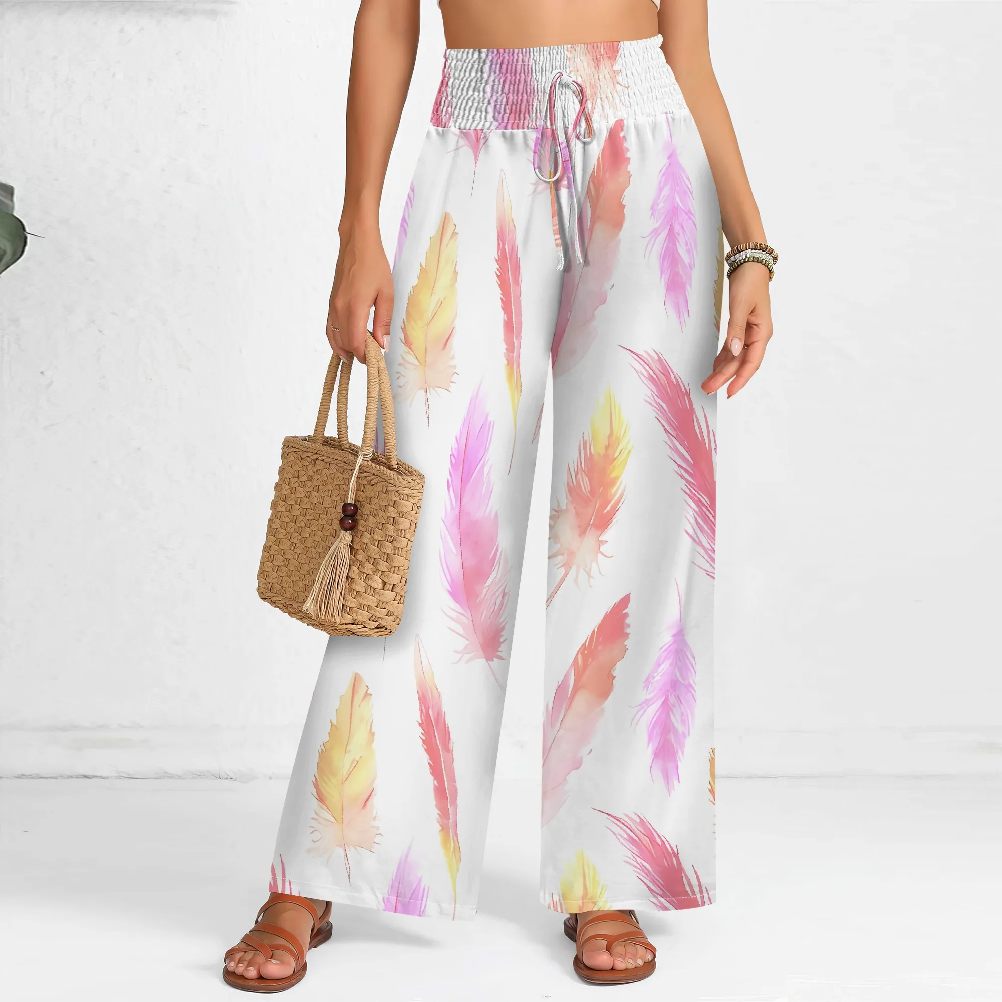 Nupusa Feather Print Pants for Women Standard Size Summer Casual High - Waist Wide Leg Pants
Nupusa Feather Print Pants for Women Standard Size Summer Casual High - Waist Wide Leg Pants