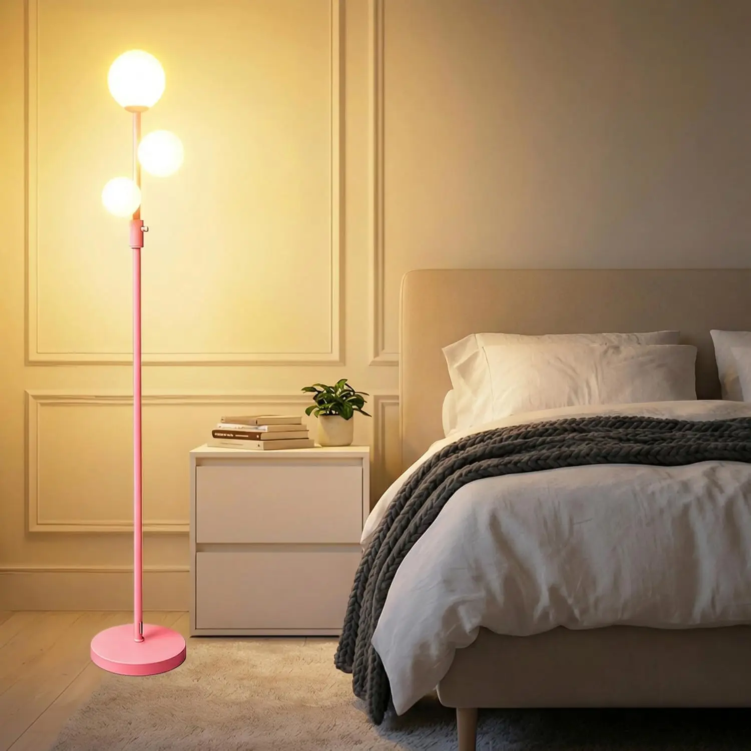 Modern Pink Globe Floor Lamp with Dimmable LED, Frosted Glass Shade, and Foot Pedal for Bedroom or Office
Modern Pink Globe Floor Lamp with Dimmable LED, Frosted Glass Shade, and Foot Pedal for Bedroom or Office