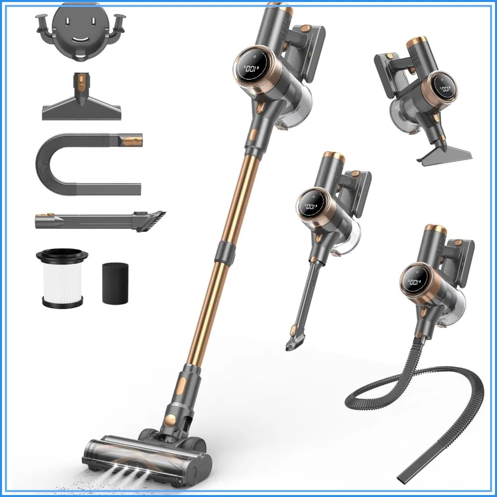 Cordless Vacuum Cleaner, 10-in-1 Lightweight Stick Vacuum with 45mins Runtime, Powerful Suction, LED Touch Screen, Rechargeable for Home Hardwood Floor Carpet Pet Hair
Cordless Vacuum Cleaner, 10-in-1 Lightweight Stick Vacuum with 45mins Runtime, Powerful Suction, LED Touch Screen, Rechargeable for Home Hardwood Floor Carpet Pet Hair
