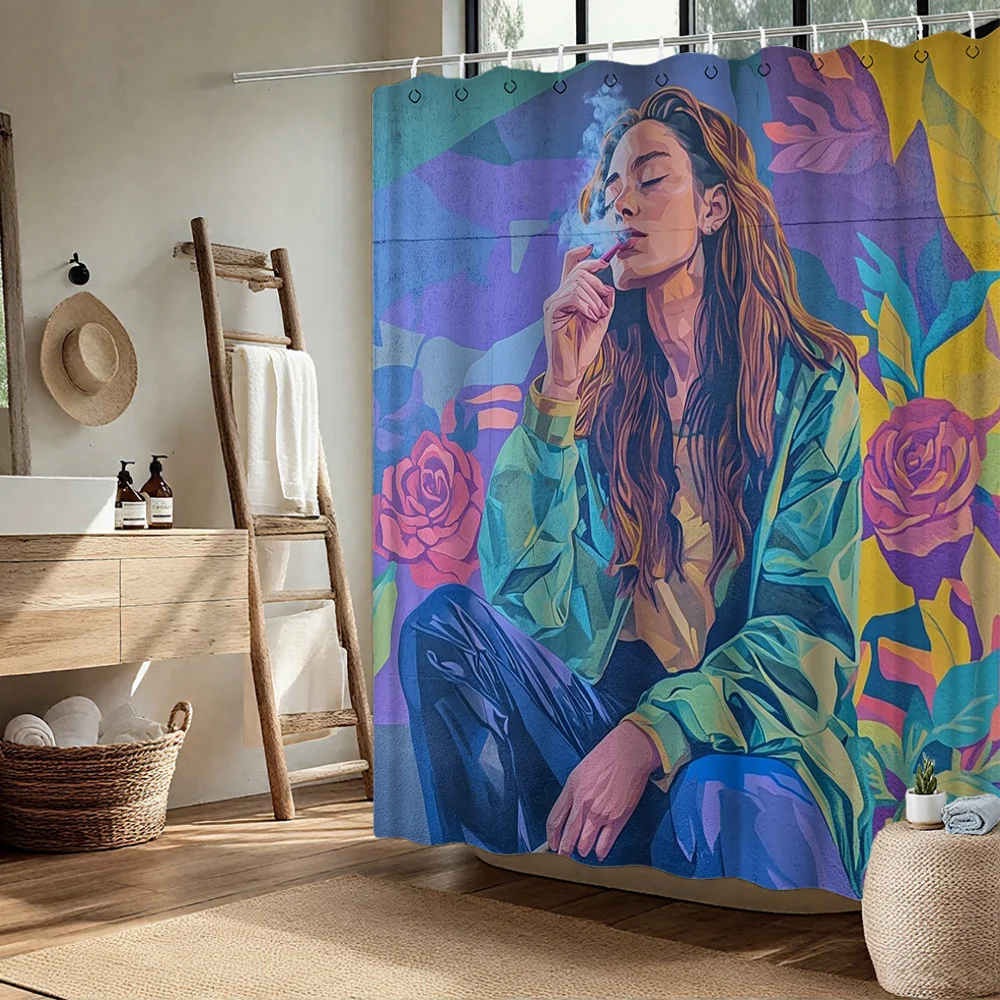 Artistic Woman Shower Curtain, Colorful Floral Portrait, Boho Chic Bathroom Decor Vibrant Abstract Print Waterproof Fabric Panel
Artistic Woman Shower Curtain, Colorful Floral Portrait, Boho Chic Bathroom Decor Vibrant Abstract Print Waterproof Fabric Panel