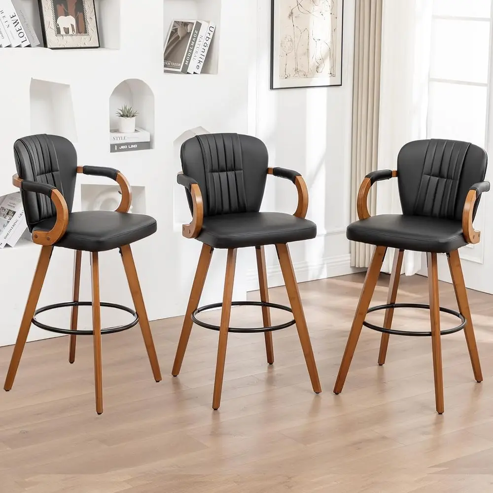 26 Swivel Bar Stools with Back, Black Leather Kitchen Island Chairs with Arms, Set of 3
26 Swivel Bar Stools with Back, Black Leather Kitchen Island Chairs with Arms, Set of 3