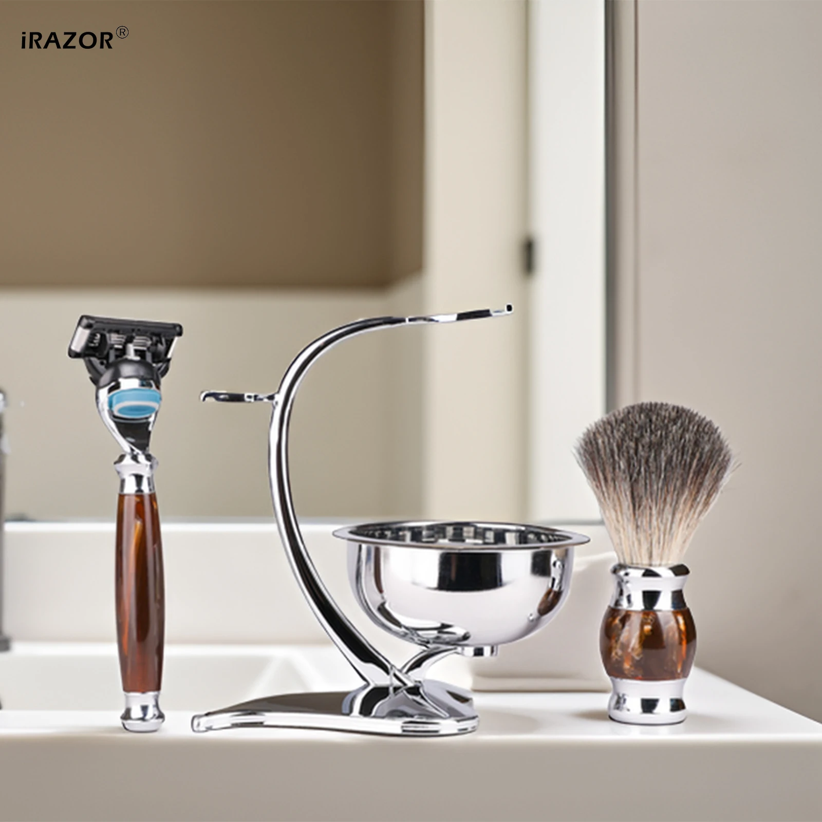 Роскошный мужской набор для бритья iRAZOR черепахового цвета с 5-лезвийной безопасной бритвой, щетка для волос барсука - набор для гладкого бритья для праздничного подарка
Роскошный мужской набор для бритья iRAZOR черепахового цвета с 5-лезвийной безопасной бритвой, щетка для волос барсука - набор для гладкого бритья для праздничного подарка