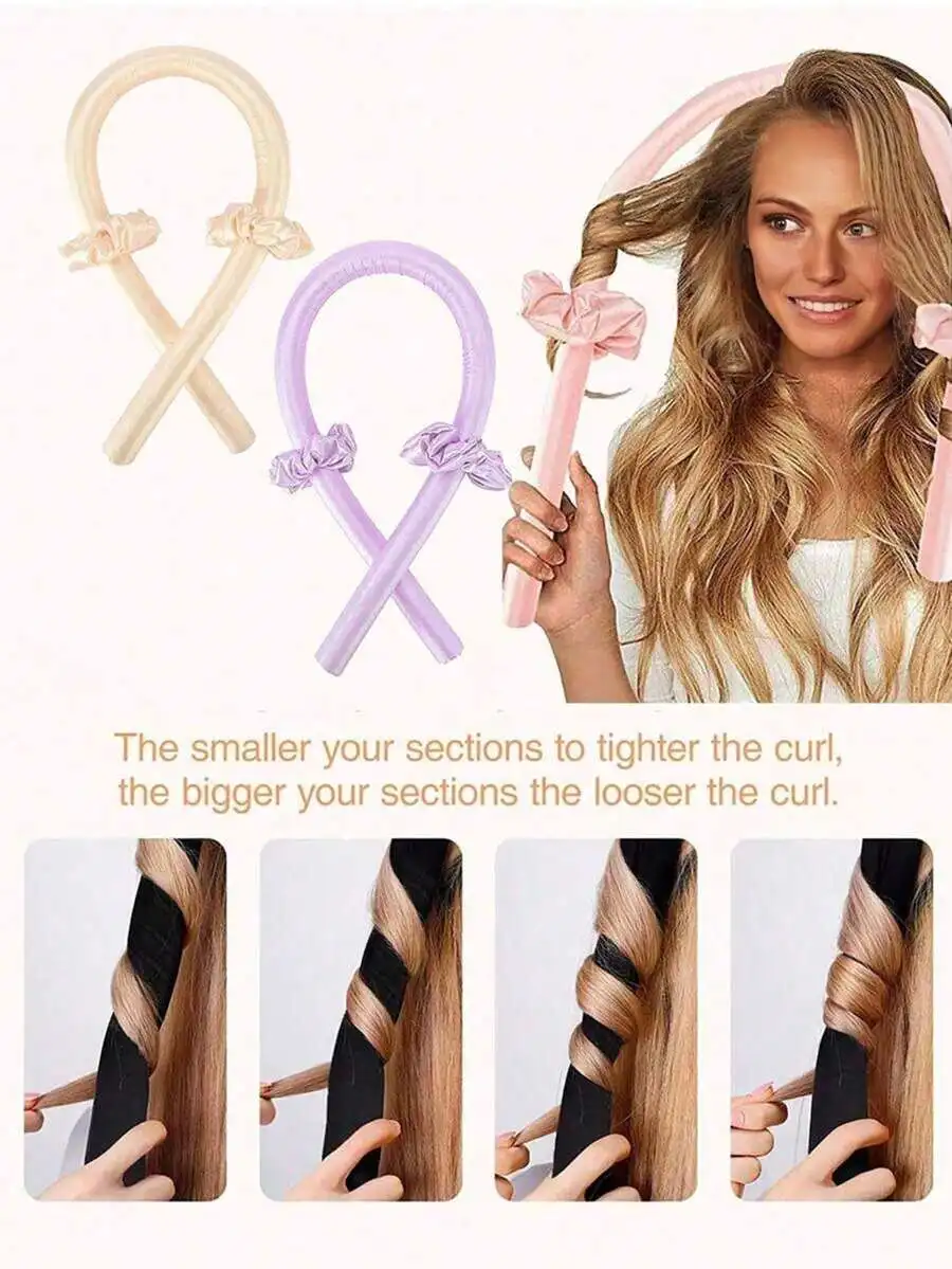 3-Piece Heatless Hair Styling Tools: Silk Headband And Foam Rollers For Loose Curls, Long Hair, All Hair Types, At-Home Use
3-Piece Heatless Hair Styling Tools: Silk Headband And Foam Rollers For Loose Curls, Long Hair, All Hair Types, At-Home Use