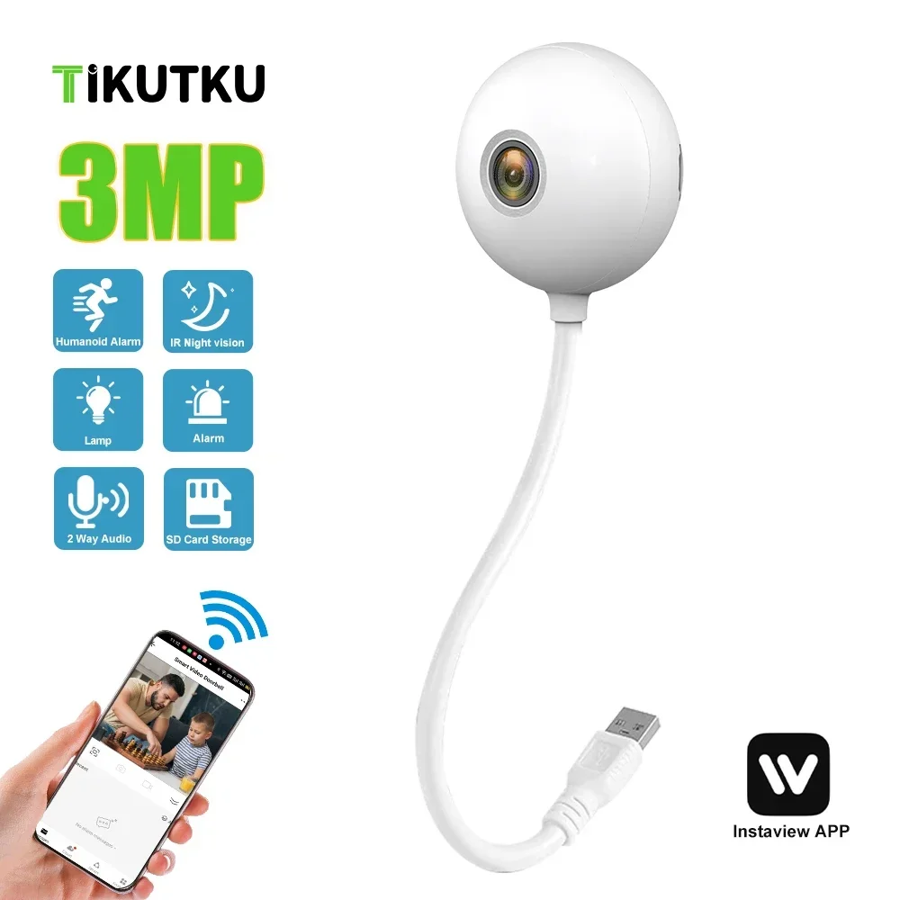 Крытая мини-камера 3MP 2,4G WIFI Беспроводная радионяня USB-камера с лампочкой Защита дома IP-камера видеонаблюдения
Крытая мини-камера 3MP 2,4G WIFI Беспроводная радионяня USB-камера с лампочкой Защита дома IP-камера видеонаблюдения