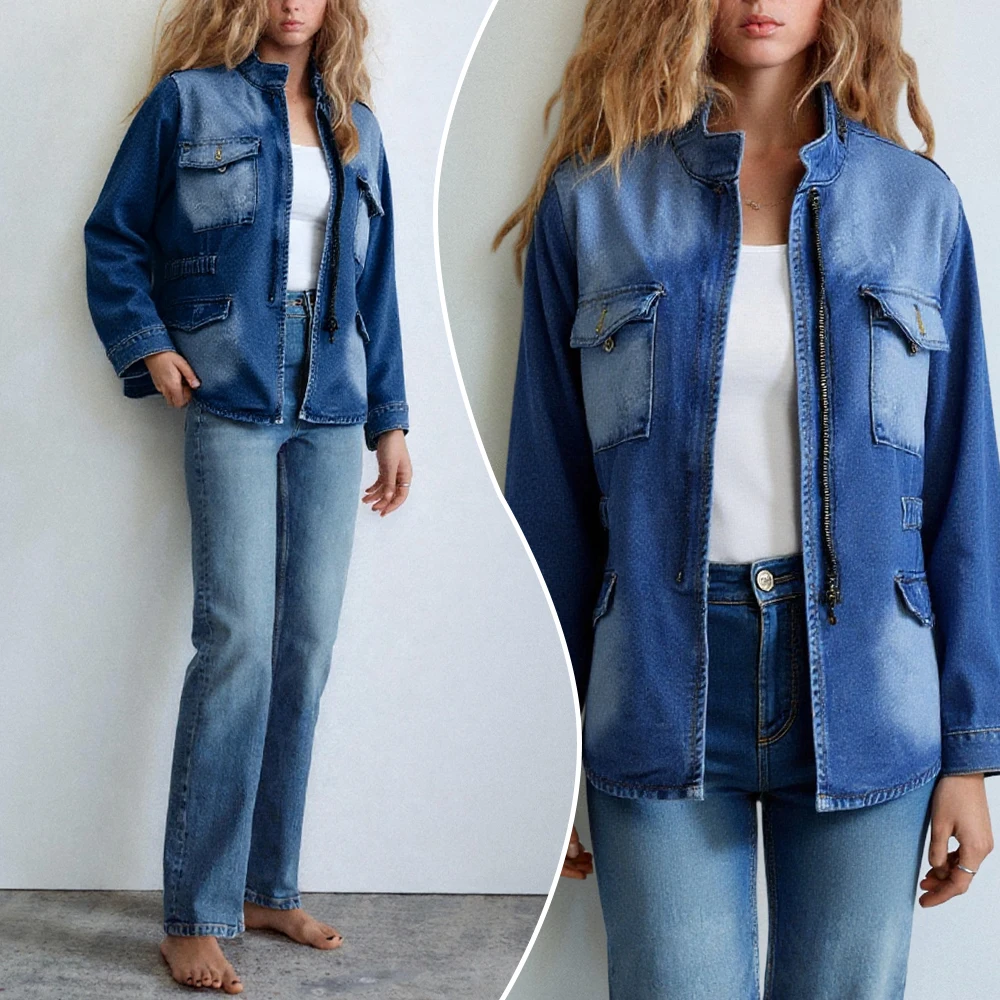 Women's Denim Jacket 2025 New Arrival Solid Long Sleeve Button Front Classic Collar Everyday Basics Denim Jacket
Women's Denim Jacket 2025 New Arrival Solid Long Sleeve Button Front Classic Collar Everyday Basics Denim Jacket