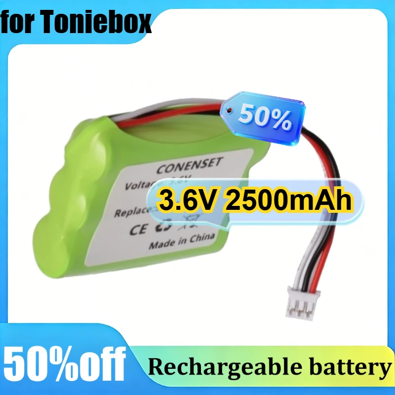 3.6V 2500mAh for Toniebox Tonie Box 50AA5S Ni-MH Battery
3.6V 2500mAh for Toniebox Tonie Box 50AA5S Ni-MH Battery