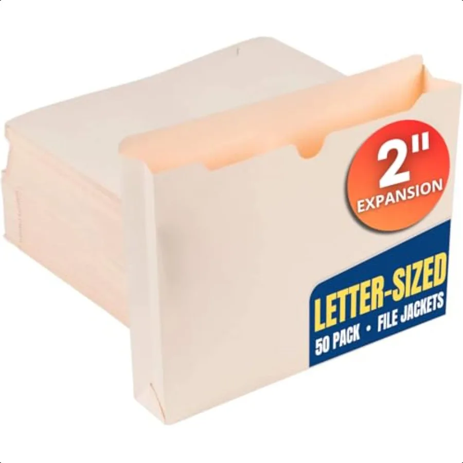File Jackets Letter Size 2 Inch Expansion Expanding File Pockets Manila File Jackets White 50 Pack
File Jackets Letter Size 2 Inch Expansion Expanding File Pockets Manila File Jackets White 50 Pack