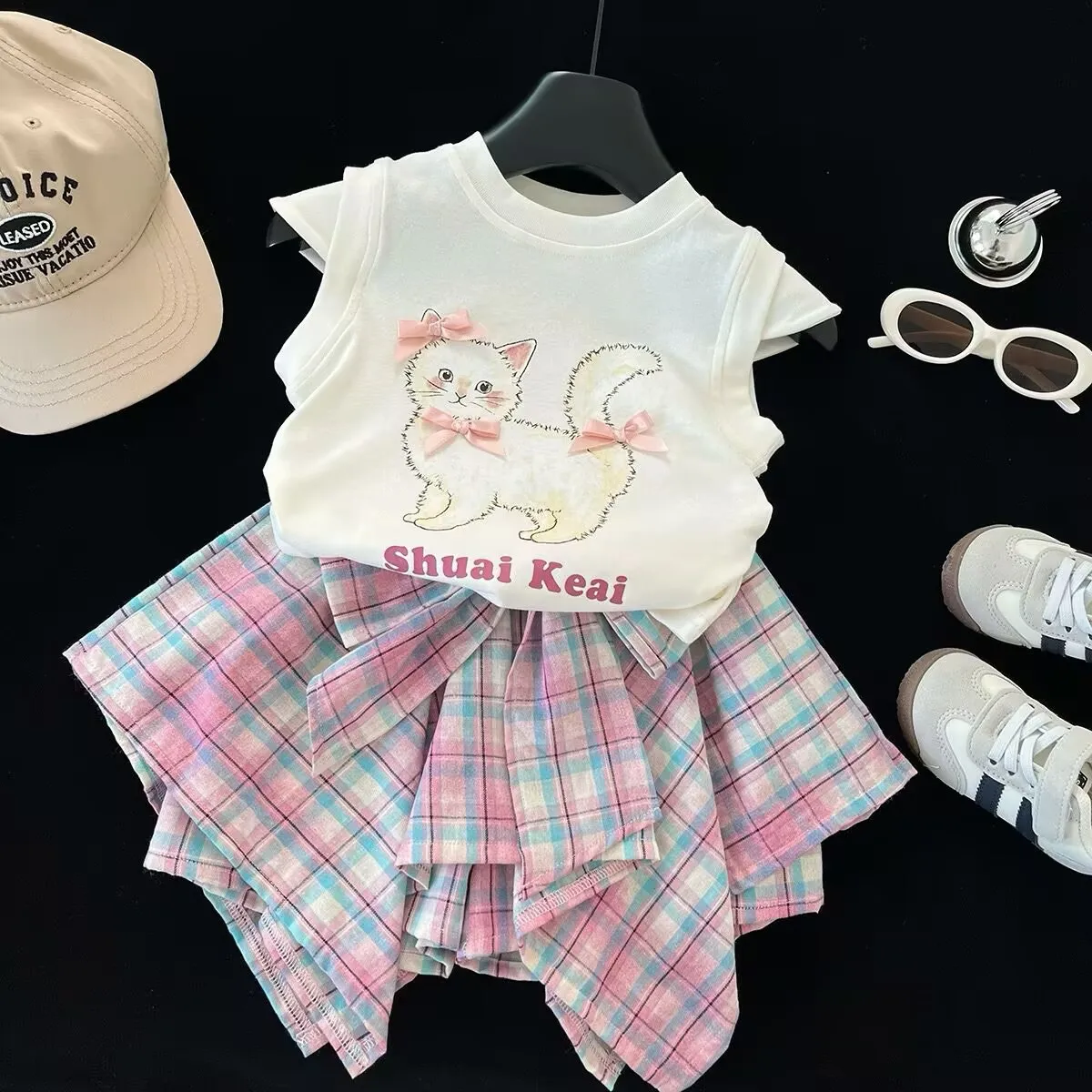 Fashion Kids Girl Printed Cat T-shirt Dress Set Y2K Fashion 2PCS Plaid Skirt Set 1-10Y Children Clothes Baby Summer Outfits
Fashion Kids Girl Printed Cat T-shirt Dress Set Y2K Fashion 2PCS Plaid Skirt Set 1-10Y Children Clothes Baby Summer Outfits