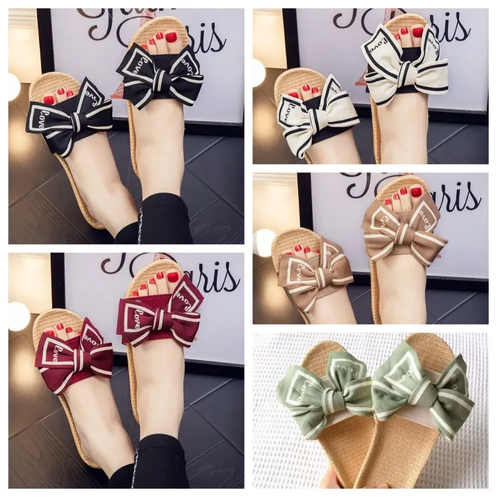 Comfortable Lightweight Linen Slippers Breathable Anti Slip Flat Slippers Women Open Toed Soft Soled Sweet Bow Slippers Indoor
Comfortable Lightweight Linen Slippers Breathable Anti Slip Flat Slippers Women Open Toed Soft Soled Sweet Bow Slippers Indoor