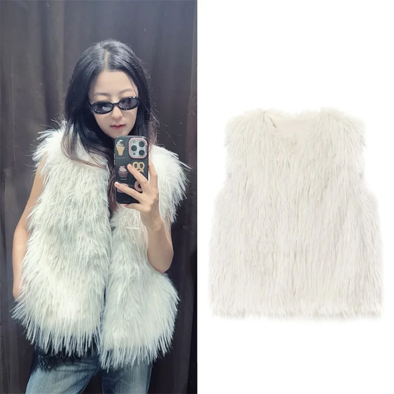 Women's Vest 2025 Autumn New Style White Sleeveless Faux Fur Effect Vest Fashionable and Elegant
Women's Vest 2025 Autumn New Style White Sleeveless Faux Fur Effect Vest Fashionable and Elegant