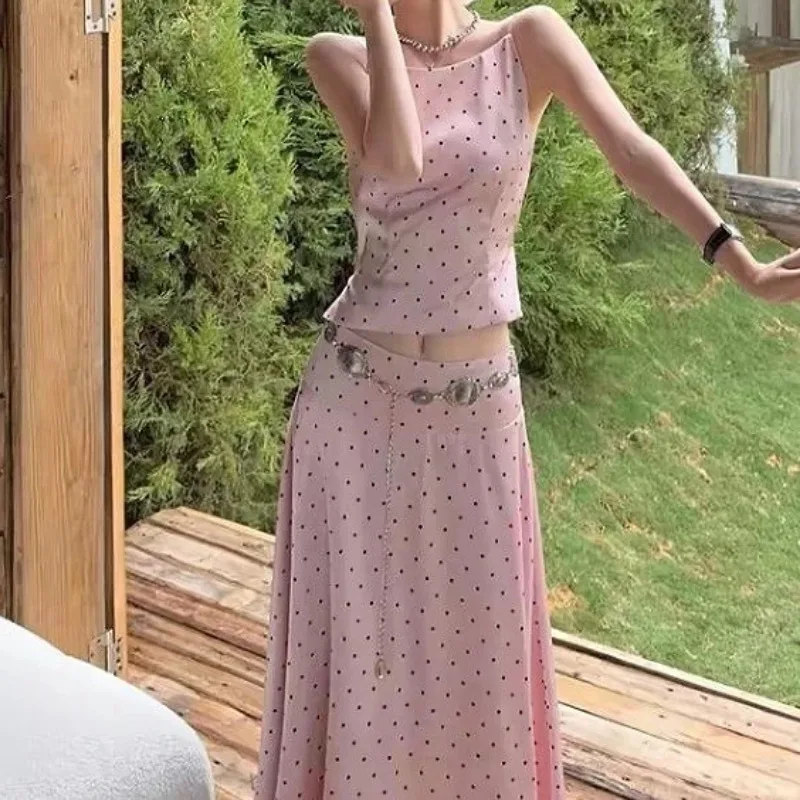 Women Y2K Pure Desire Pink Polka Dot Cami Backless High Waist Skirt Set Summer Dating Outfit S XL
Women Y2K Pure Desire Pink Polka Dot Cami Backless High Waist Skirt Set Summer Dating Outfit S XL
