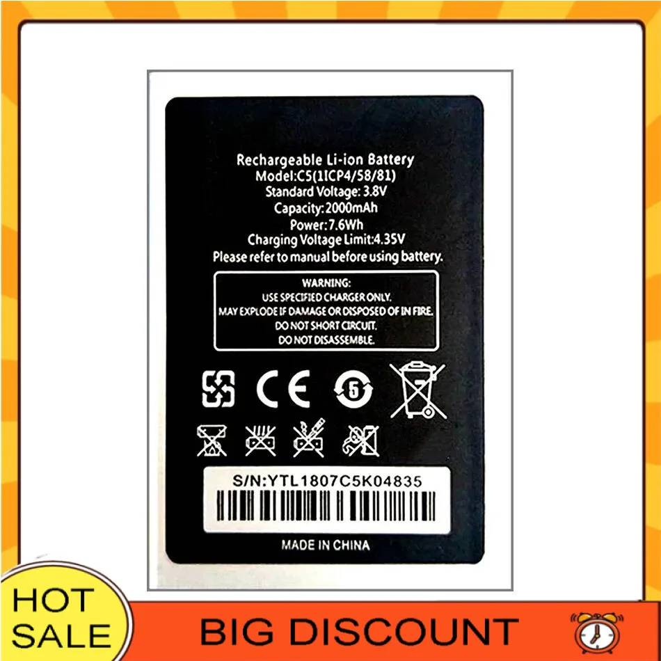 High Performance High-Efficiency Mobile Phone Battery For Oukitel C5 Pro 2000Mah
High Performance High-Efficiency Mobile Phone Battery For Oukitel C5 Pro 2000Mah