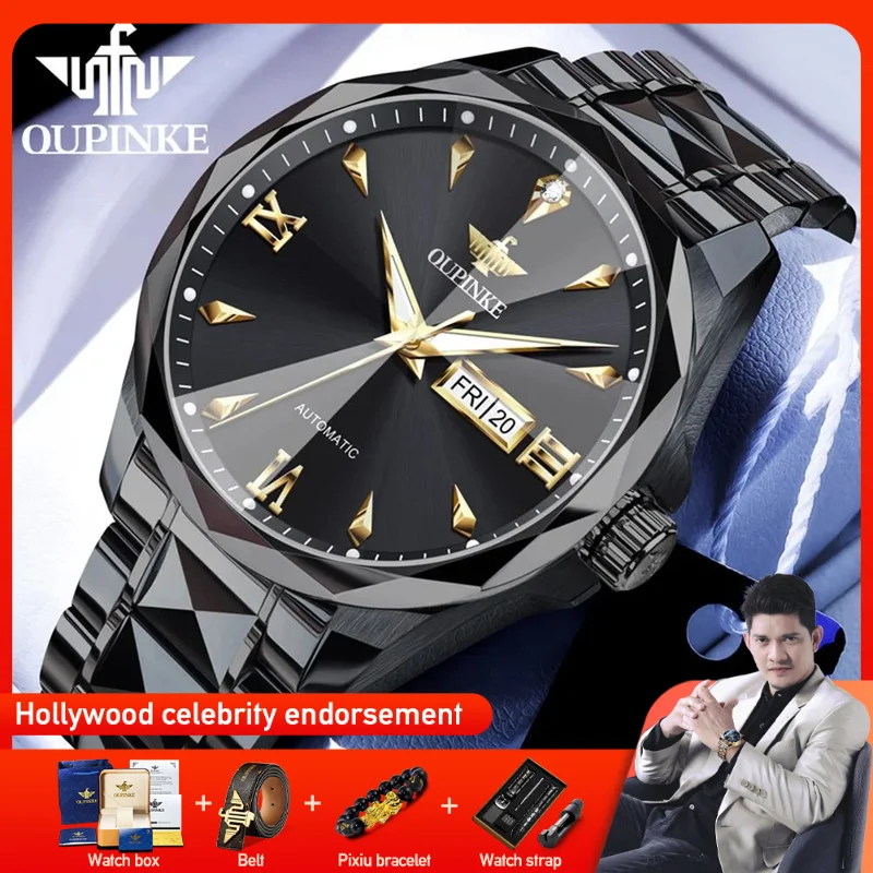 OUPINKE 3315 Mens Watch Luxury Rhomboid Glass Automatic Mechanical Watch 50M Waterproof Day Date Watch Original Box Reloj
OUPINKE 3315 Mens Watch Luxury Rhomboid Glass Automatic Mechanical Watch 50M Waterproof Day Date Watch Original Box Reloj