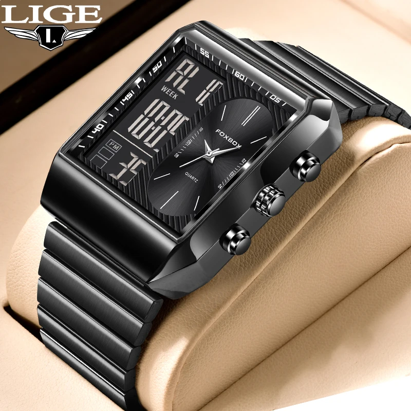 FOXBOX Electronic Man Watch Casual Stainless Steel Waterproof Luminous Clock Dual Display Quartz Digital Alarm Men's Watches New
FOXBOX Electronic Man Watch Casual Stainless Steel Waterproof Luminous Clock Dual Display Quartz Digital Alarm Men's Watches New