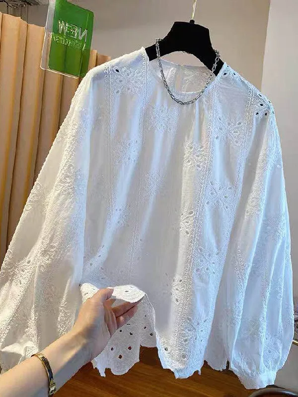 plus Size Women's Summer Lace Shirt UV Protection Hollow out Lantern Sleeve Top Luxury Style Loose Fit Long Sleeve round Neck
plus Size Women's Summer Lace Shirt UV Protection Hollow out Lantern Sleeve Top Luxury Style Loose Fit Long Sleeve round Neck
