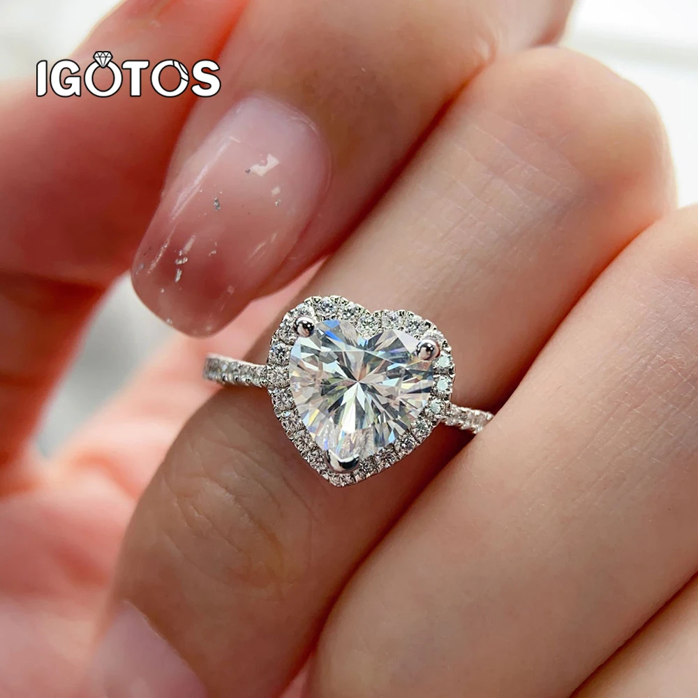IGOTOS 1-2ct Heart Cut Moissanite Diamond Rings for Women S925 Sterling Silver Plating 18K Gold Fine Jewelry Wedding Party Gift
IGOTOS 1-2ct Heart Cut Moissanite Diamond Rings for Women S925 Sterling Silver Plating 18K Gold Fine Jewelry Wedding Party Gift