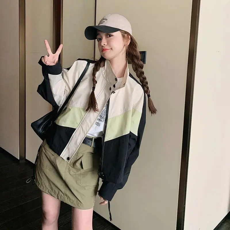 Casual Color Blo ort Jaet Women's Spring Autumn American Sle Loose Stand Collar Zipper ket Windproof Coat
Casual Color Blo ort Jaet Women's Spring Autumn American Sle Loose Stand Collar Zipper ket Windproof Coat