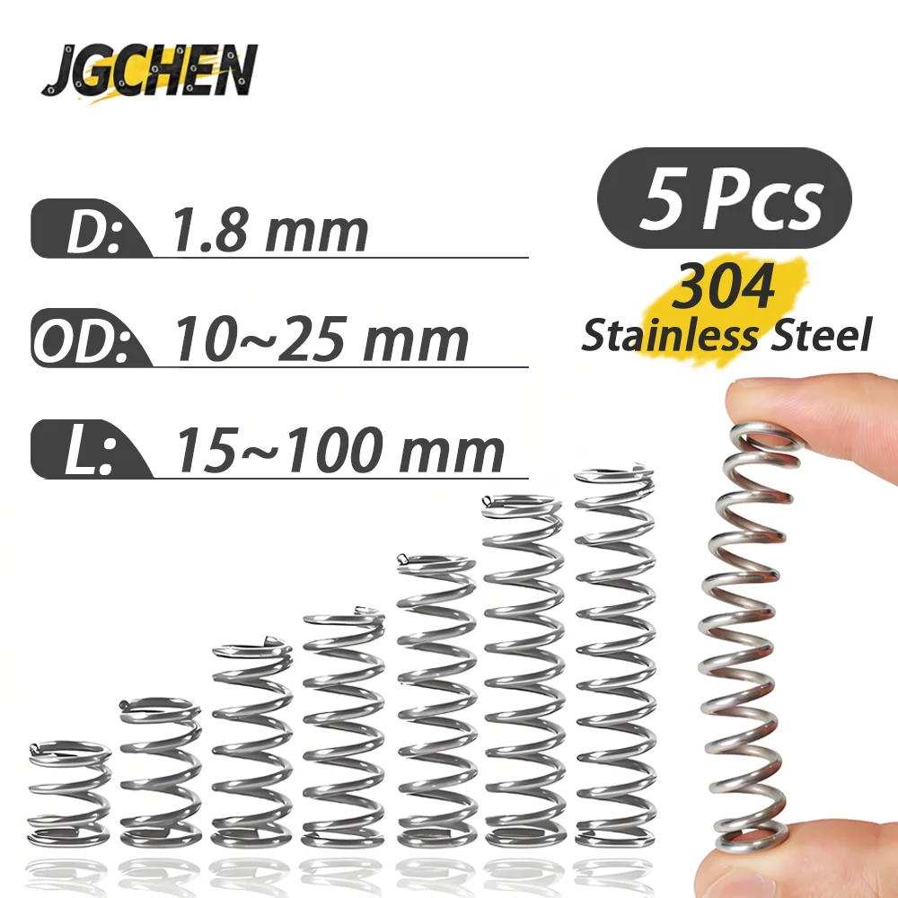 5Pcs 1.8mm Stainless Steel Compression Springs 304 Steel for Machinery Automotive Heavy Duty Durable Elastic Corrosion Resistant
5Pcs 1.8mm Stainless Steel Compression Springs 304 Steel for Machinery Automotive Heavy Duty Durable Elastic Corrosion Resistant