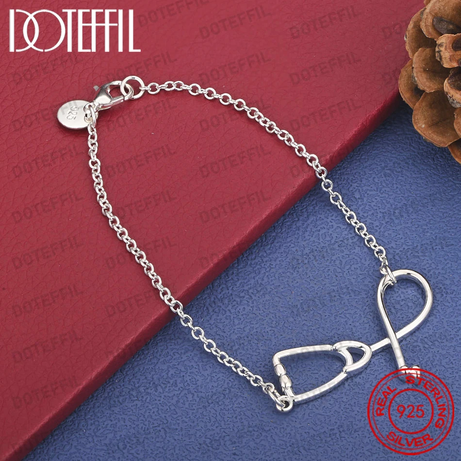 Elegant 925 Sterling Silver 8 Inch Exquisite Stethoscope Bracelet Fashionable Women Party Wedding Jewelry
Elegant 925 Sterling Silver 8 Inch Exquisite Stethoscope Bracelet Fashionable Women Party Wedding Jewelry