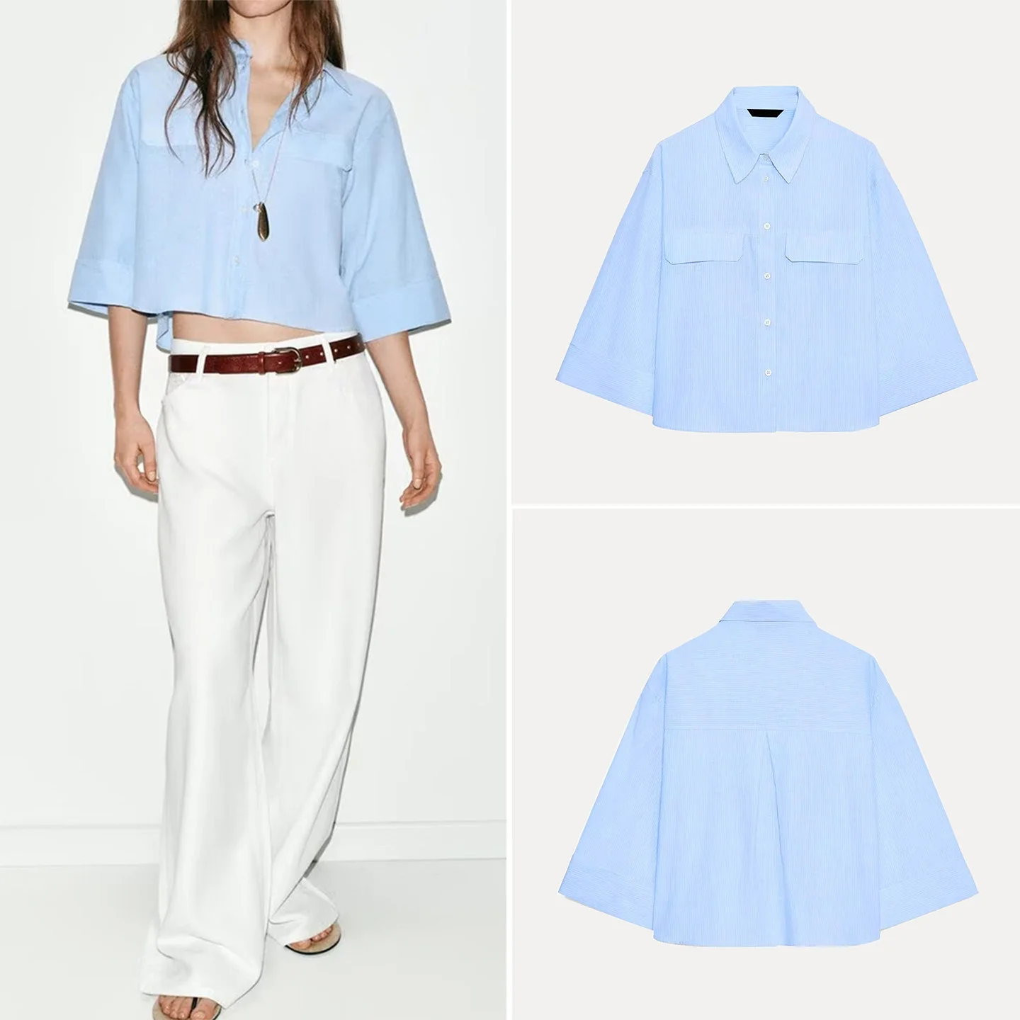 Faionable Striped ort irt for Women Spring 2026 Hidden Button Design Personalized Sle Casual Wear Loose Fit Other Mat...
Faionable Striped ort irt for Women Spring 2026 Hidden Button Design Personalized Sle Casual Wear Loose Fit Other Mat...