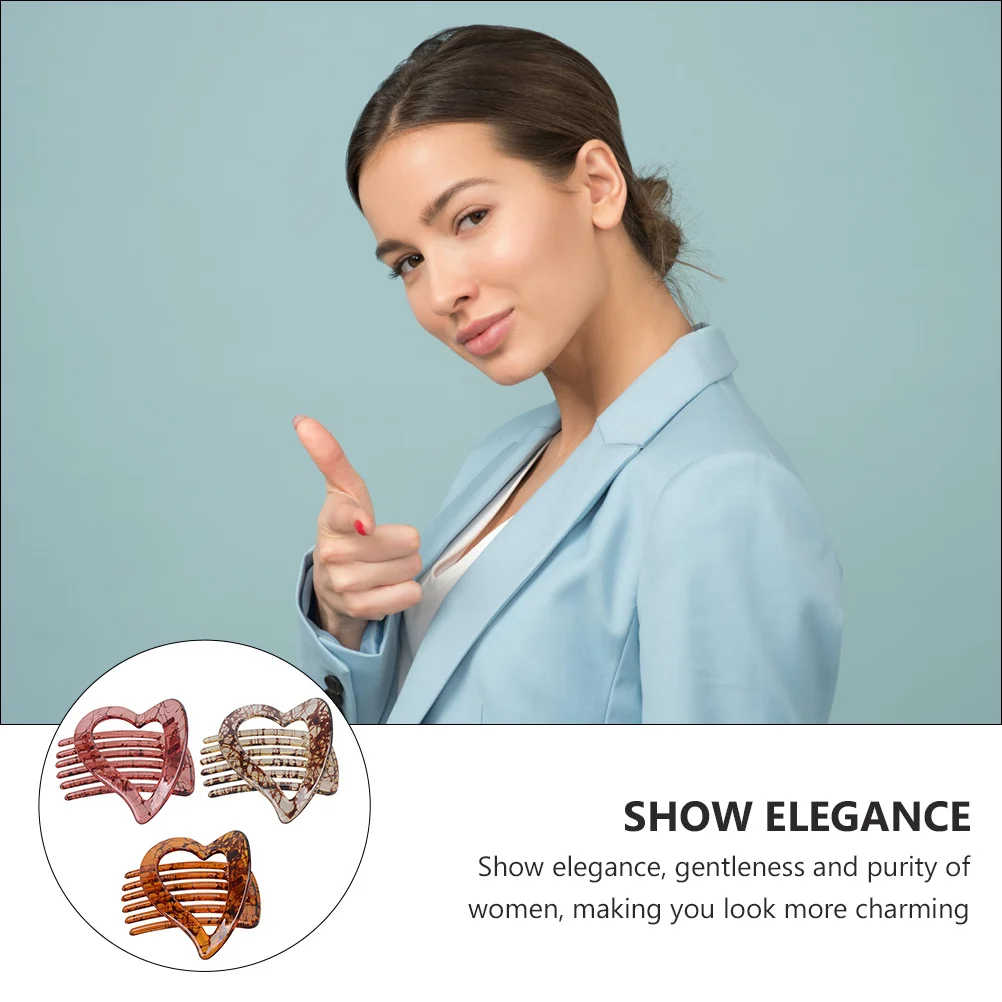 3pcs Heart Shape Clips For Women Fashionable Resin Clamps Delicate Hairpins Stylish Girls Headdress Durable Hair Barrettes Party
3pcs Heart Shape Clips For Women Fashionable Resin Clamps Delicate Hairpins Stylish Girls Headdress Durable Hair Barrettes Party
