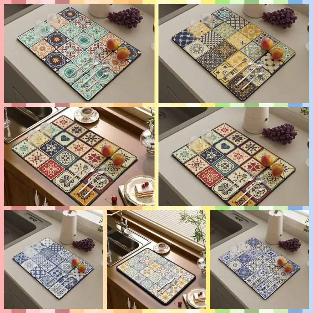 Rectangle Kitchen Drain Pad Vintage Baroque/Moroccan Style Dish Drying Mat Printed Anti-slip Tableware Placemat Dinnerware
Rectangle Kitchen Drain Pad Vintage Baroque/Moroccan Style Dish Drying Mat Printed Anti-slip Tableware Placemat Dinnerware