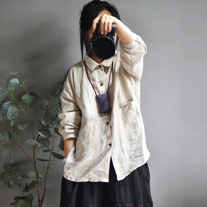 100% Linen Casual Shirt Women New Arrival 2025 Spring Vintage Style Solid Color Loose Female Long Sleeve Tops Shirts M543
100% Linen Casual Shirt Women New Arrival 2025 Spring Vintage Style Solid Color Loose Female Long Sleeve Tops Shirts M543