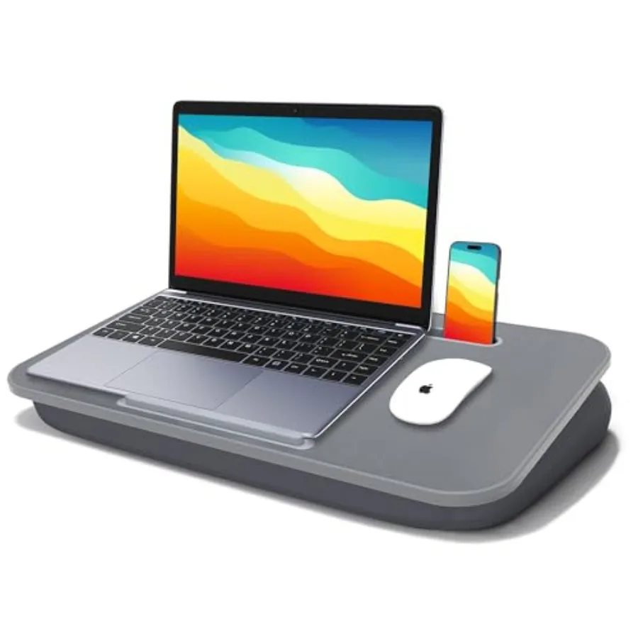 Lap Desk with Cushion for Home Office Use, Gray Polyester Fabric, Ergonomic Pillow Design, Portable Laptop Stand with Tray, Pad
Lap Desk with Cushion for Home Office Use, Gray Polyester Fabric, Ergonomic Pillow Design, Portable Laptop Stand with Tray, Pad