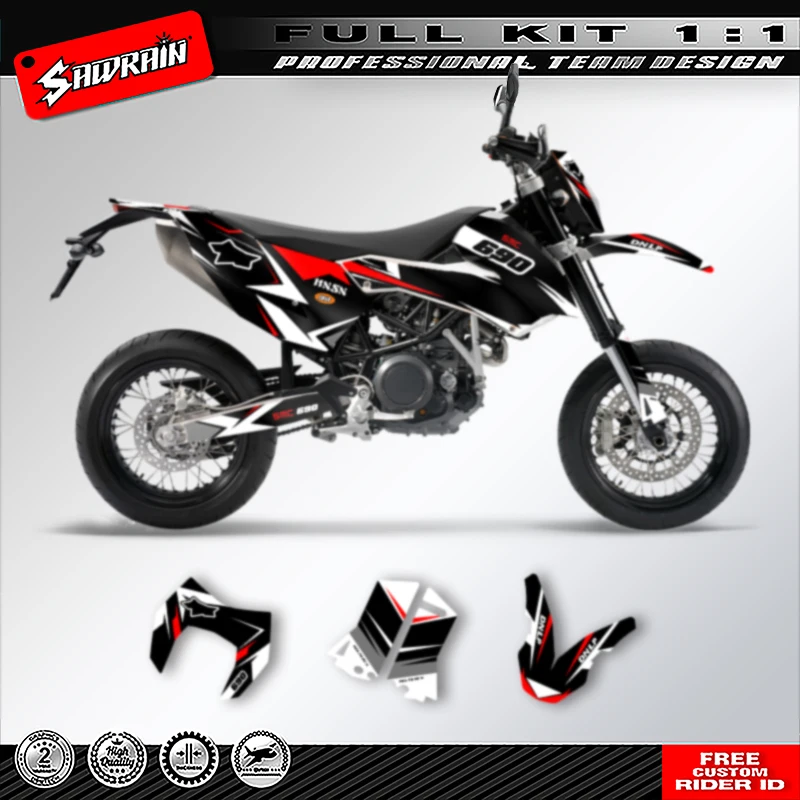 Sawrain Motorcycle Graphics Backgrounds Decals Stickers Kit Number Name Custom For KTM LC4 SMC690 2008 2009 2010 2011 001
Sawrain Motorcycle Graphics Backgrounds Decals Stickers Kit Number Name Custom For KTM LC4 SMC690 2008 2009 2010 2011 001