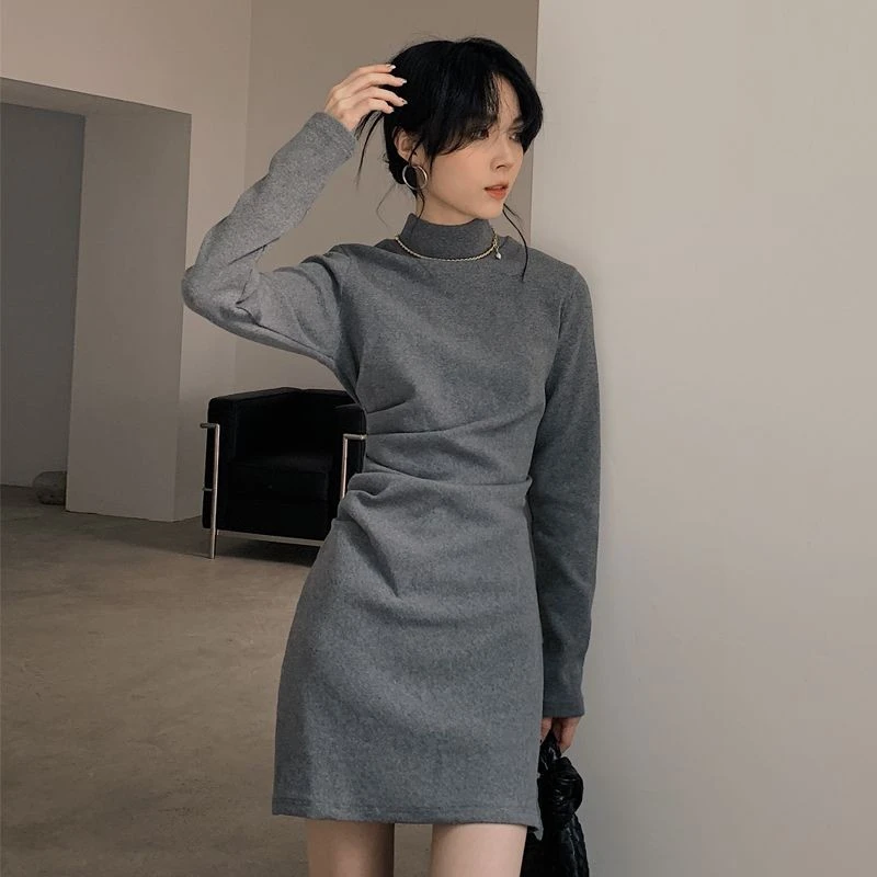 Korean Style Chic Dress for Women Spring Summer Thin Half High Collar Solid Color Mini Long Sleeve Slim Office Lady Dresses
Korean Style Chic Dress for Women Spring Summer Thin Half High Collar Solid Color Mini Long Sleeve Slim Office Lady Dresses