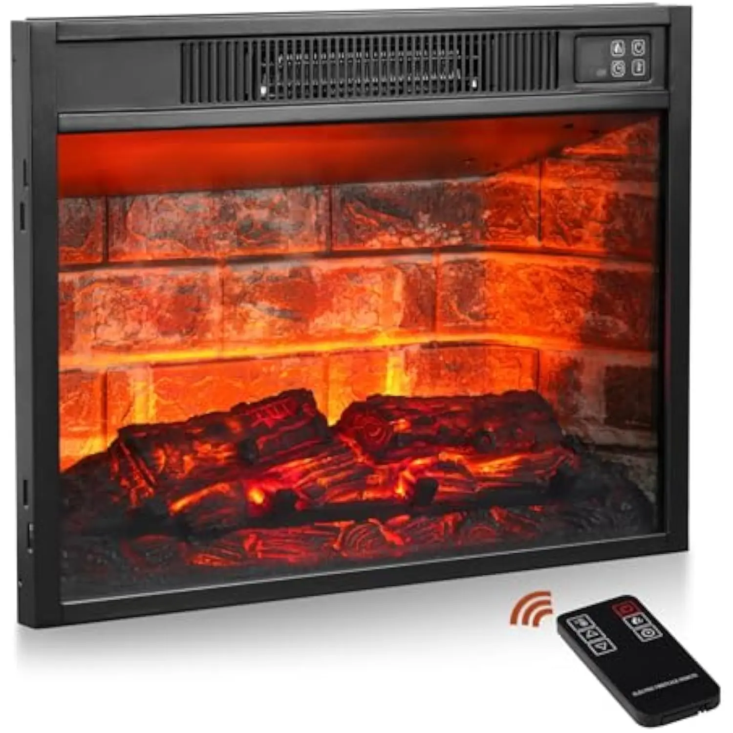 23 inch Electric Fireplace Insert, Realistic Red Bricks Electric Fireplace with Remote Control, 3 Adjustable LED Brightness Fla
23 inch Electric Fireplace Insert, Realistic Red Bricks Electric Fireplace with Remote Control, 3 Adjustable LED Brightness Fla