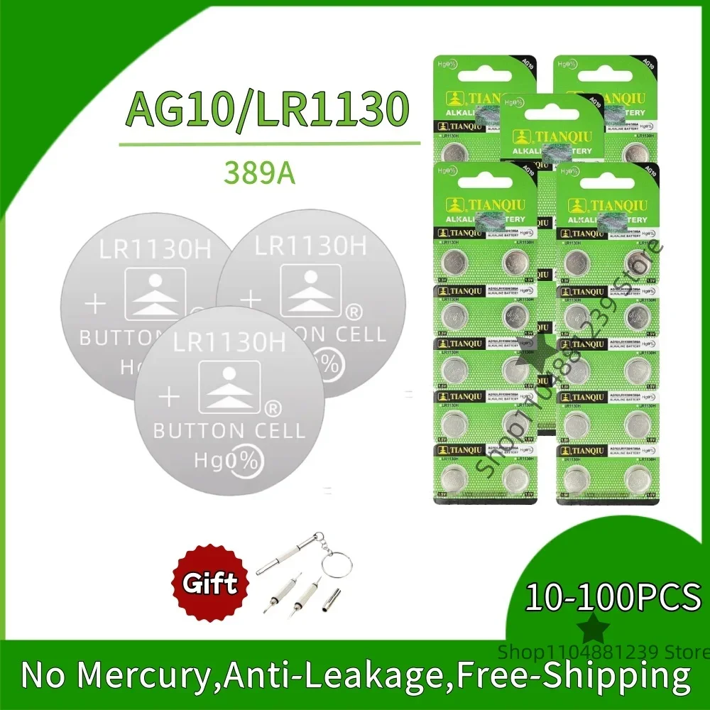 10-100PCS LR1130 AG10 189 389 LR54 RW89 L1131 Button Batteries For Watch Toys Remote SR1130SW AG 10 Cell Coin Alkaline Battery
10-100PCS LR1130 AG10 189 389 LR54 RW89 L1131 Button Batteries For Watch Toys Remote SR1130SW AG 10 Cell Coin Alkaline Battery