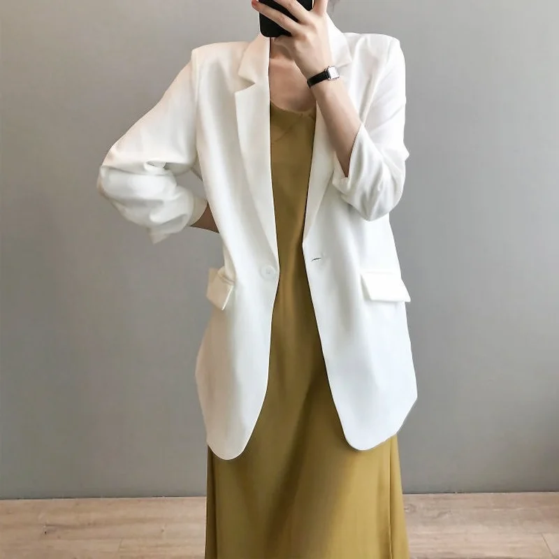 Blazers Women Summer Fashion Cozy Solid Loose Single Button Leisure Office Lady All-match Korean Style Notched Female Streetwear
Blazers Women Summer Fashion Cozy Solid Loose Single Button Leisure Office Lady All-match Korean Style Notched Female Streetwear